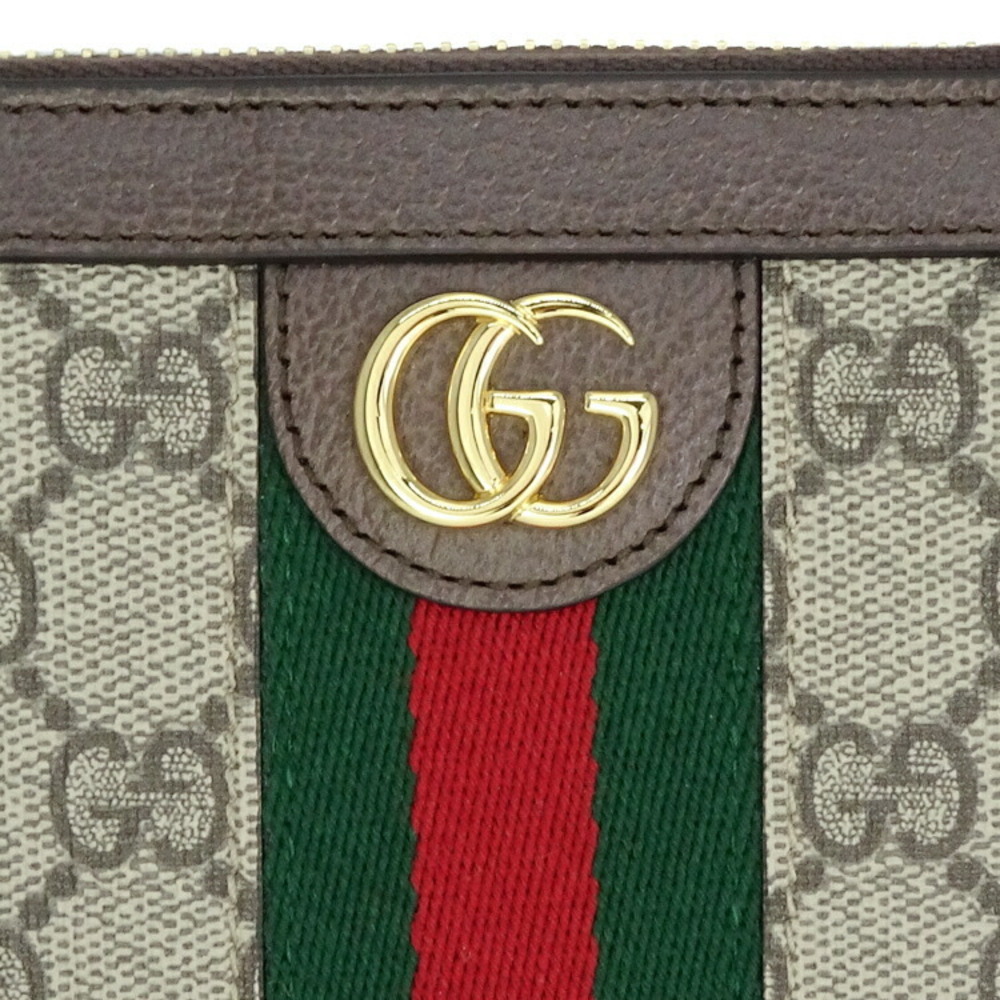 Gucci Zip Leather Ophidia Line Supreme Brown GG Sherry Wallet